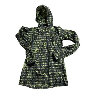 Nike Running Jacket Men's Size Small Black Neon Snake Print Hooded Windbreaker